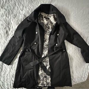 Guess Black Trench Coat with Floral Lining